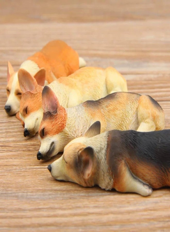 RillyRellow Miniature Corgi Figurine, Dollhouse Miniature Corgi, 1:12 Sleeping Welsh Corgi Dog, Home Fairy Garden Decoration, Simulation Dog Resin Figures (1PCS) (Brown on Stomach) - Image 2